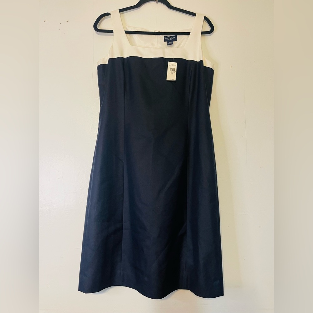 Ann Taylor Strapless Navy and White Dress